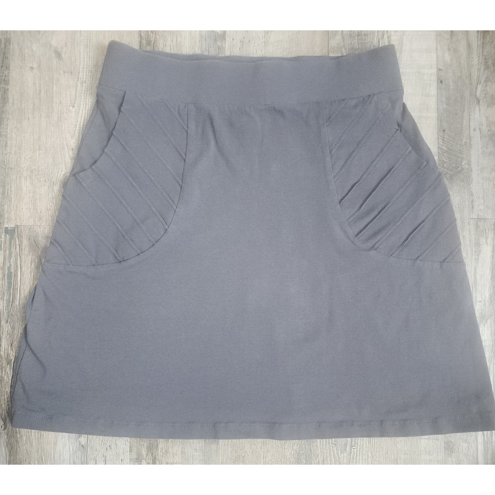 Synergy Organic Clothing Skirt Womens Medium Grey Pleated Pocket Mini Skirt